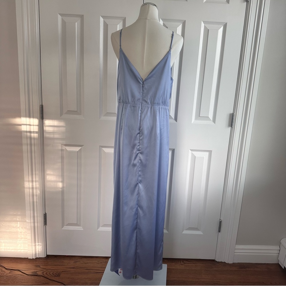 Abercrombie & Fitch Blue Twist-Front Spaghetti Strap Prom Wedding Dress Size L - Picture 8 of 12